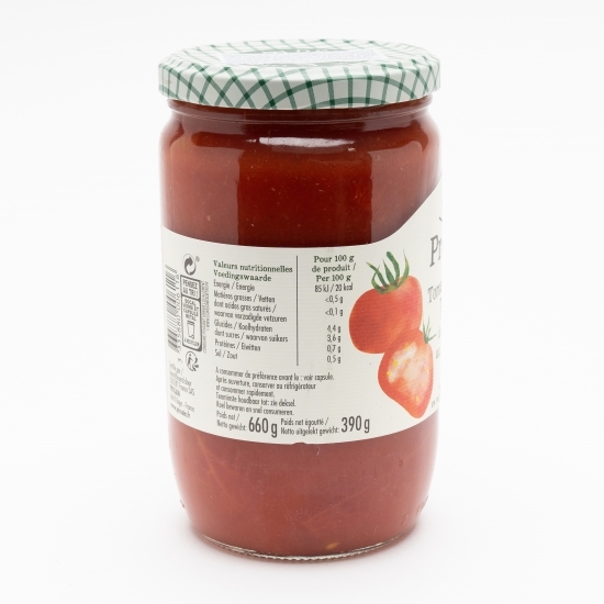 Roșii decojite în suc de roșii cu busuioc proaspăt eco 660g