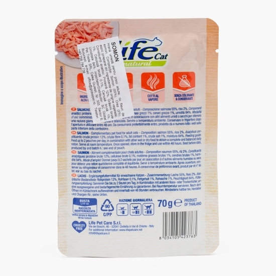 Hrană umedă pentru pisici, cu somon 70g
