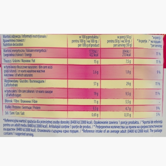 Muesli cu merișoare, zmeură și semințe de in, 50g