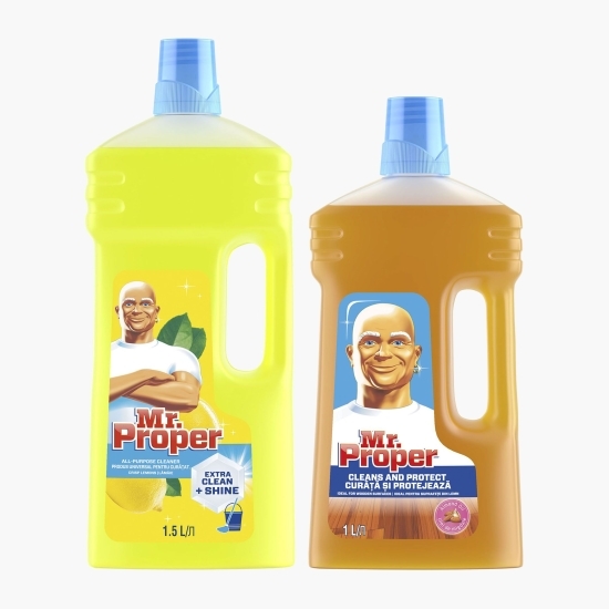 Pachet promo: detergent universal Lemon 1.5l + detergent universal pentru suprafete din lemn 1l