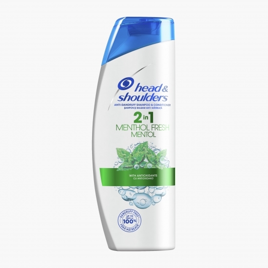 Șampon anti-mătreață Menthol Fresh 2 în 1 pentru păr normal 400ml