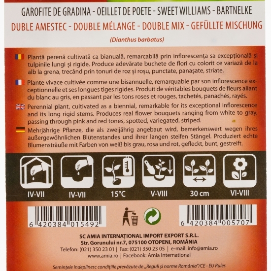 Semințe de garofițe de gradină, amestec de culori 1.5g