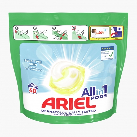 Detergent de rufe capsule All in One Pods Sensitive Skin, 40 spălări