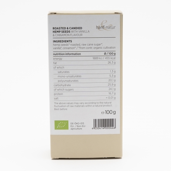 Snack din semințe de cânepă eco cu vanilie 100g