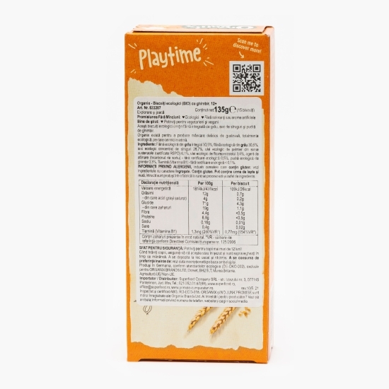 Biscuiți ecologici pentru copii, cu ghimbir, 12+ luni, 135g