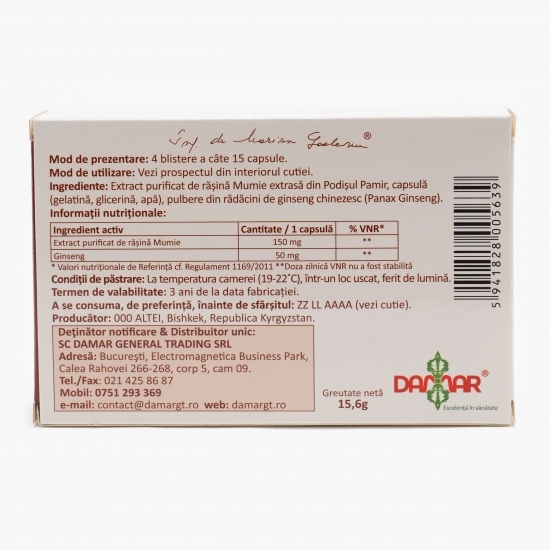 Extract purificat de rășină cu ginseng 60 capsule