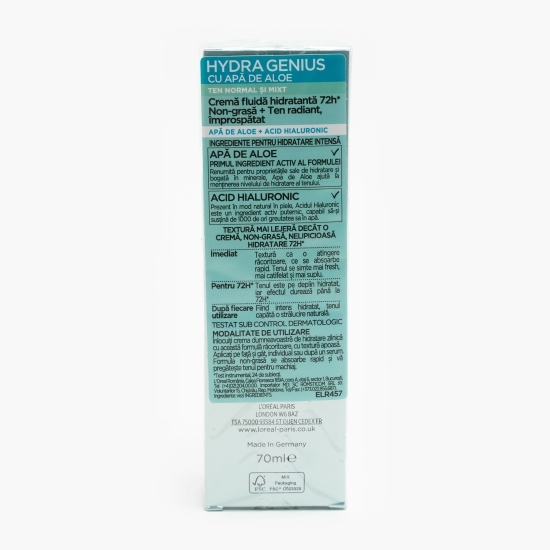 Cremă fluidă pentru ten normal și mixt, Hydra Genius, Aloe Water 70ml