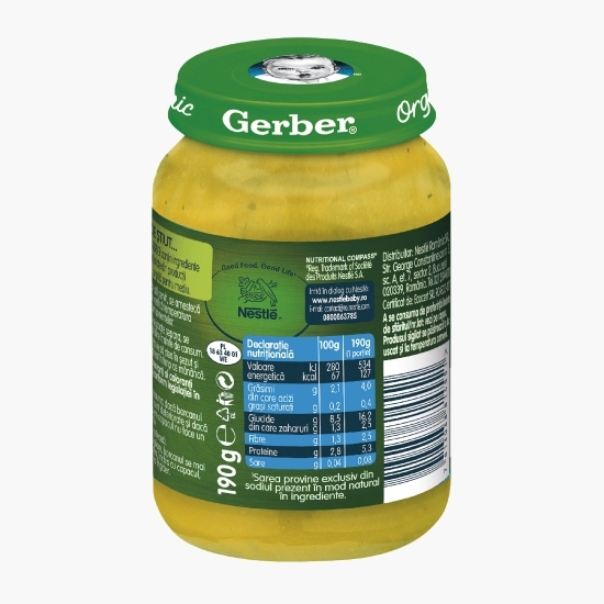 Piure ecologic de conopidă, porumb, curcan și orez, +8 luni, 190g