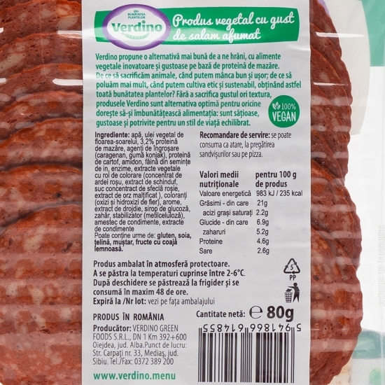 Salam vegetal afumat 80g