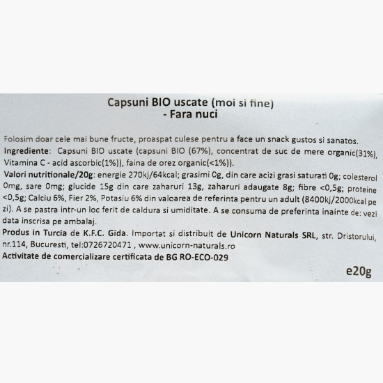 Căpșuni uscate eco 20g