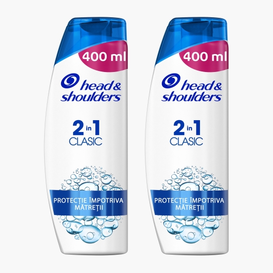 Șampon anti-mătreață 2în1 Classic Clean pentru păr normal 2x400ml