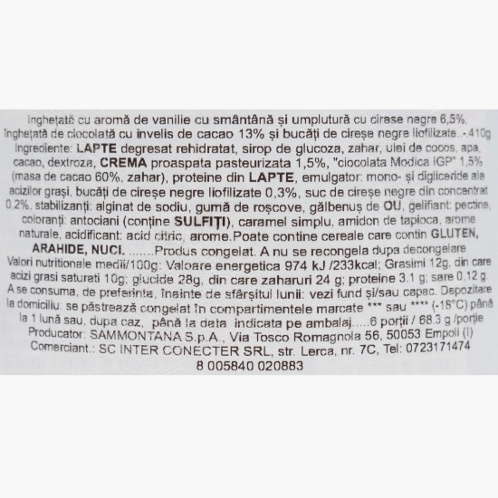 Înghețată în straturi cu ciocolată de Modica, amarene și cremă de gălbenuș 600ml