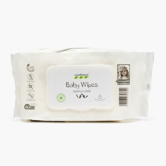 Șervețele umede tetine și suzete, eco-friendly, Premium Line 99% apă, 80 buc