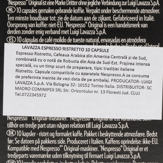 Espresso Ristretto 10 băuturi, capsule cafea 