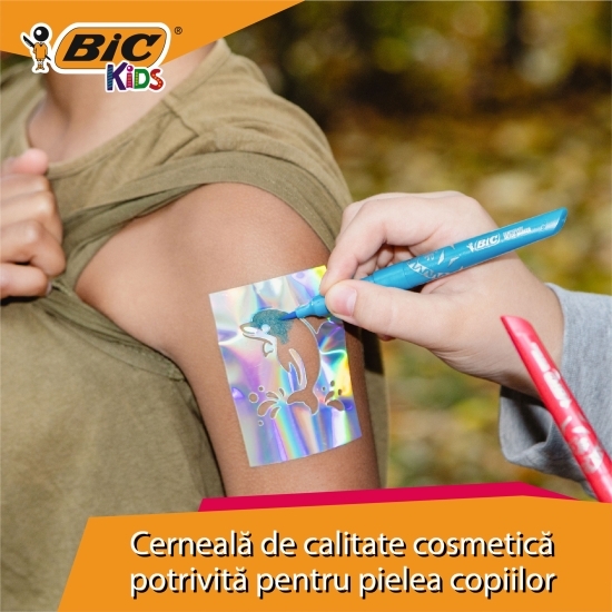 Tatuaje temporare Kids 5 markere + 10 șabloane, 6+ ani