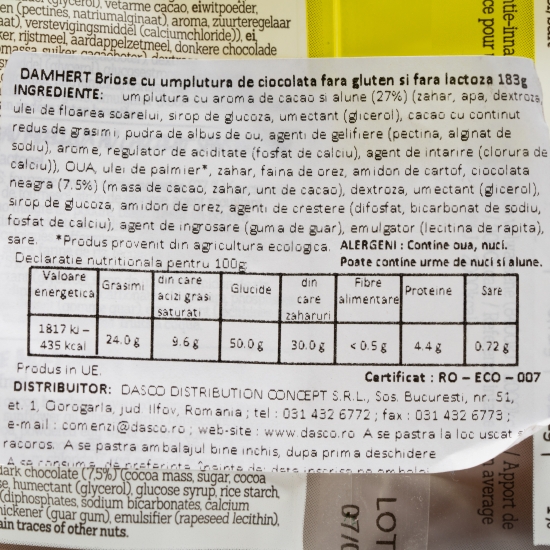 Brioșe umplute cu ciocolată fără gluten și fără lactoză 183g