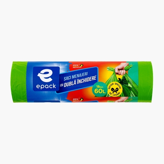 Saci menajeri cu dublă închidere 60l, 18 buc