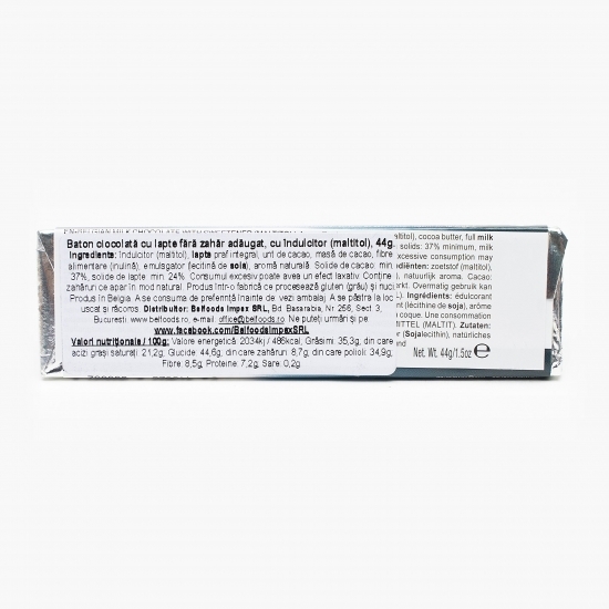 Baton ciocolată cu lapte fără zahăr 44g