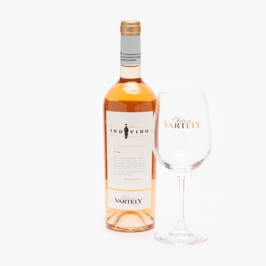 Vin rose sec Cabernet & Merlot Individo, 13%, 0.75l + pahar