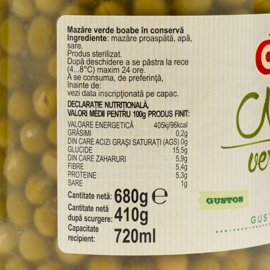 Mazăre verde boabe 680g