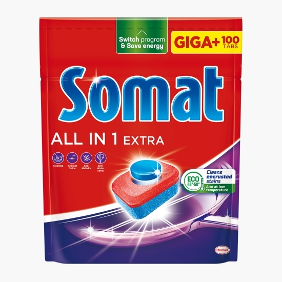 Detergent pentru mașina de spălat vase All in One Extra, 100 tablete
