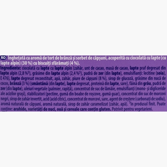 Înghețată cu aromă de cheesecake și sorbet de căpșuni 3x90ml (3x67g)