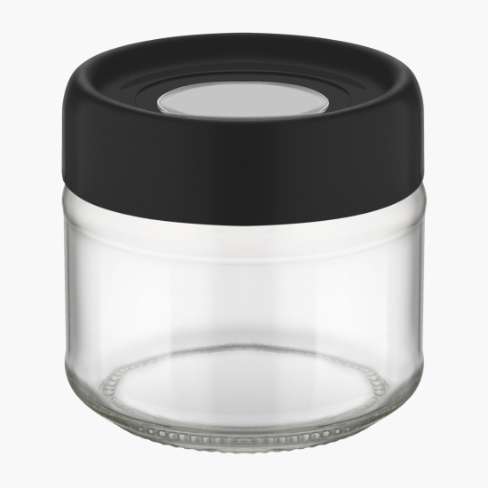 Borcan depozitare din sticlă cu capac negru 300ml