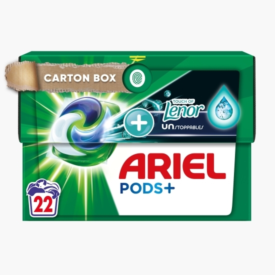 Detergent de rufe capsule, All in One Pods +Touch of Lenor Unstoppables, 22 spălări
