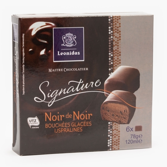Bomboane cu înghețată de ciocolată și miez de cacao învelite în ciocolată neagră 6x13 buc