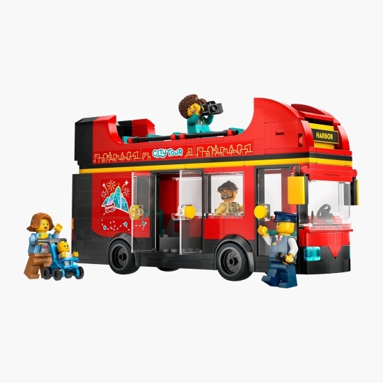 Autobuz turistic roșu cu etaj, City, 384 piese, +7 ani
