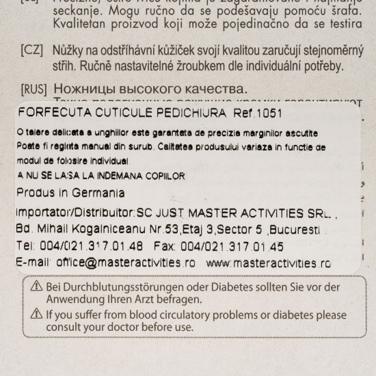 Forfecuță cuticule pedichiură