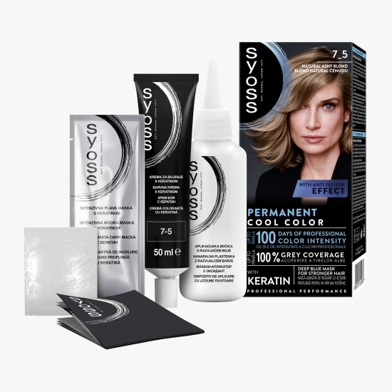 Vopsea de păr permanentă Professional Performance, 7-5 blond natural cenușiu, 115ml
