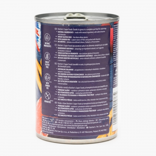 Hrană umedă pentru câini, 400g, Super Foods vită și legume