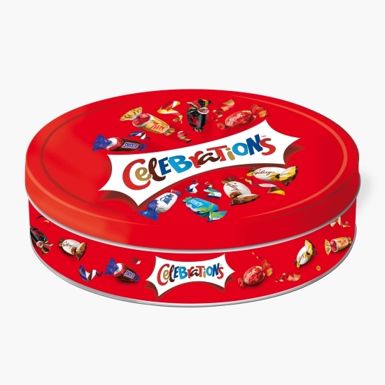 Cutie de metal cu selecție de bomboane de ciocolată cu lapte 435g