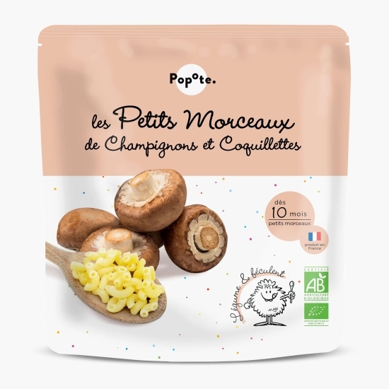 Mâncare eco (bucățele mici) cu 50% ciuperci și paste, +10 luni, 190g