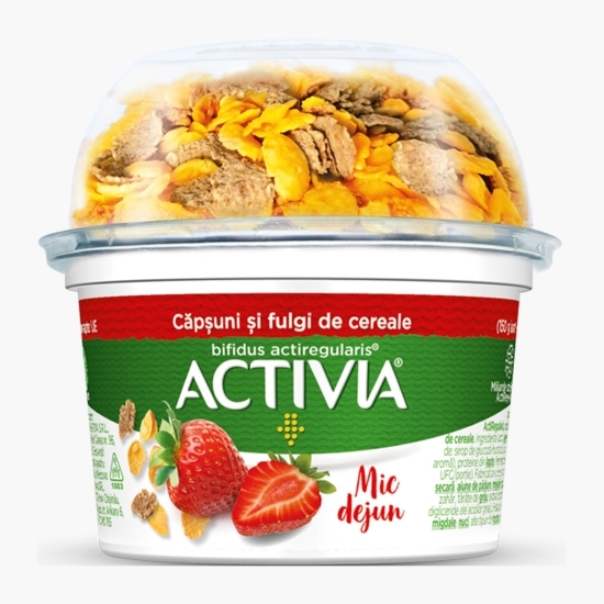 Iaurt Mic dejun cu căpșuni și fulgi de cereale 168g