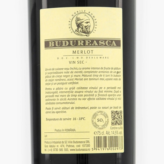 Vin roșu sec Merlot, 14.5%, 0.75l