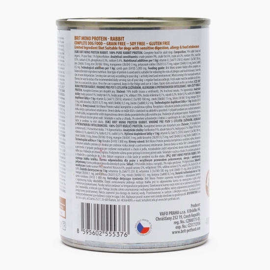 Hrană umedă pentru câini cu digestie sensibilă, cu carne de iepure Mono Protein, 400g
