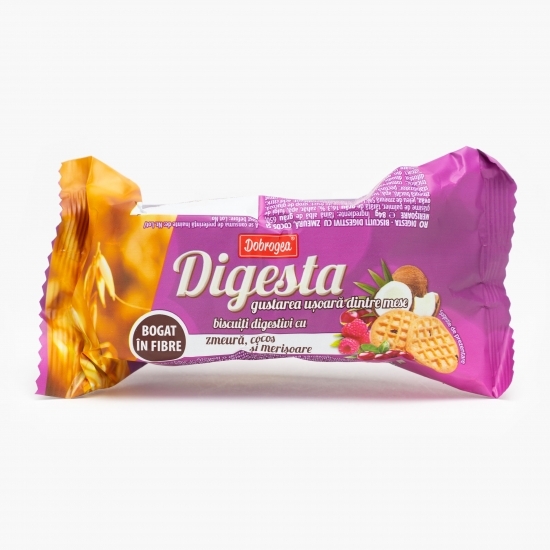 Biscuiți digestivi cu zmeură, cocos și merișoare 840g (10 buc x 84g)