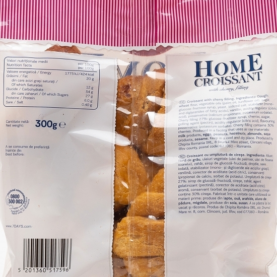 Croissant cu umplutură de cireșe 300g