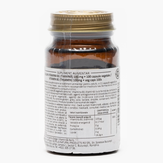 Vitamina B1 100mg, 100 capsule vegatale