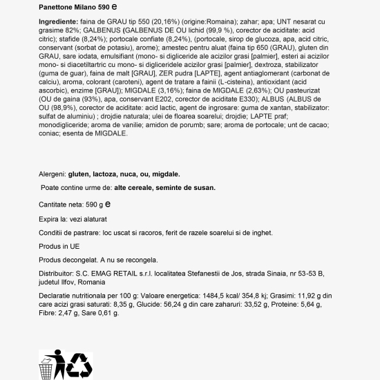 Panettone Milano 590g