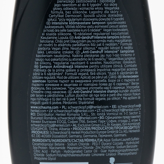 Șampon antimătreață Intensive 0.25l