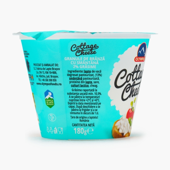 Granule de brânză Cottage cu smântână 2% grăsime 180g