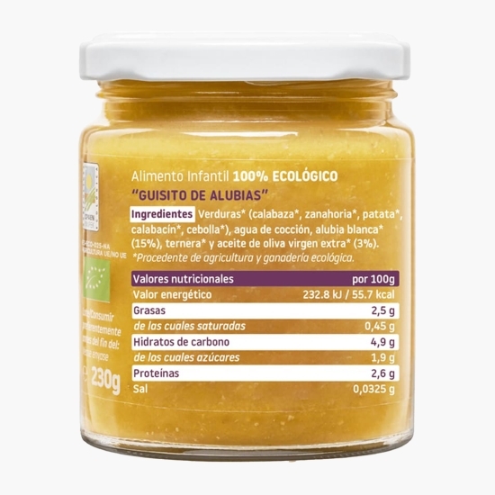 Piure eco de legume cu fasole albă, vițel și ulei măsline, +6 luni, 230g