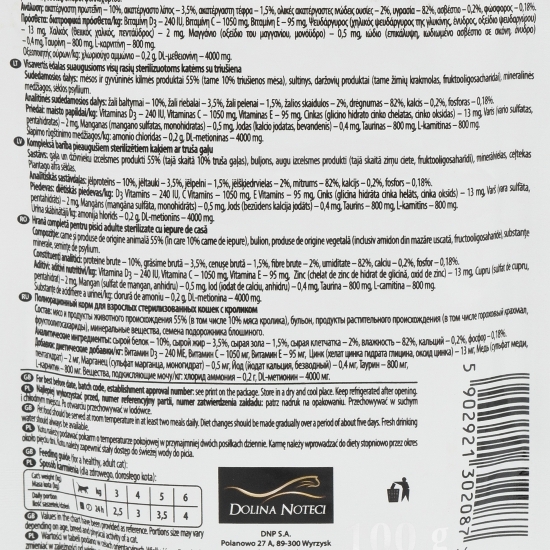 Hrană umedă pentru pisici, 100g, cu iepure 