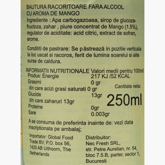 Băutură carbogazoasă mango doză 0.25l