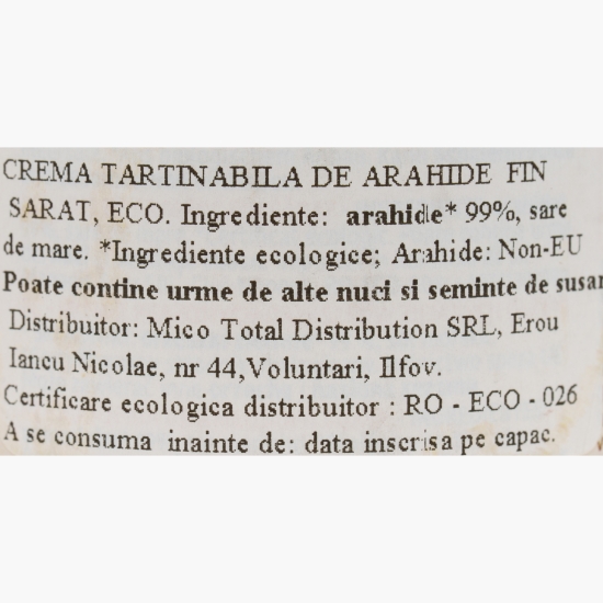 Cremă de arahide eco sărată Smooth 350g