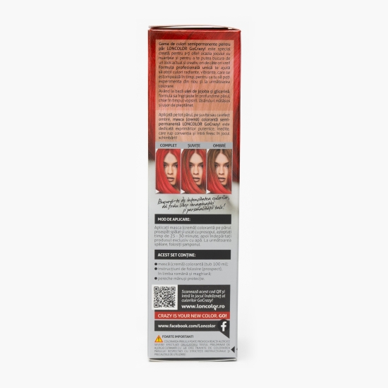 Mască (cremă) colorantă semipermanentă pentru păr R66 roșu GoCrazy 100ml