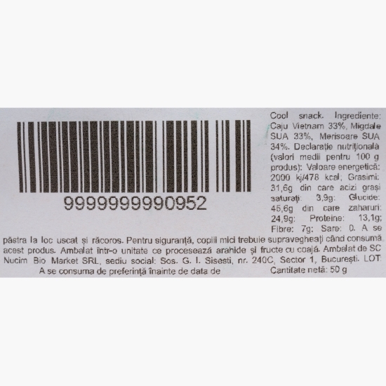 Mix de merișoare, caju și migdale Cool snack 50g